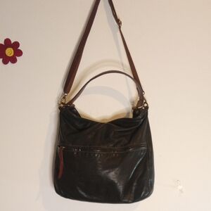 Fossil Corey Black Leather Shoulder / Hobo Bag